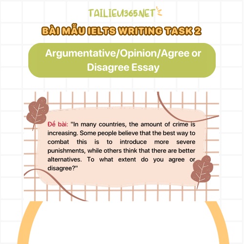 Dạng 1: Argumentative/Opinion/Agree or Disagree Essay